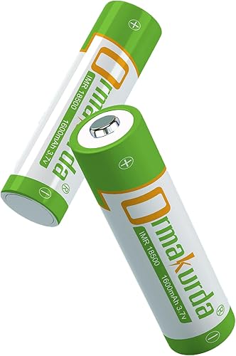 Miniatura 1 de Ormakurda 18500 Rechargeable Battery, IMR 18500 1600mAh 3.7V Li-ion Rechargeable Batteries with Button Top,for Flashlight, Solar Garden Light (2Pack)