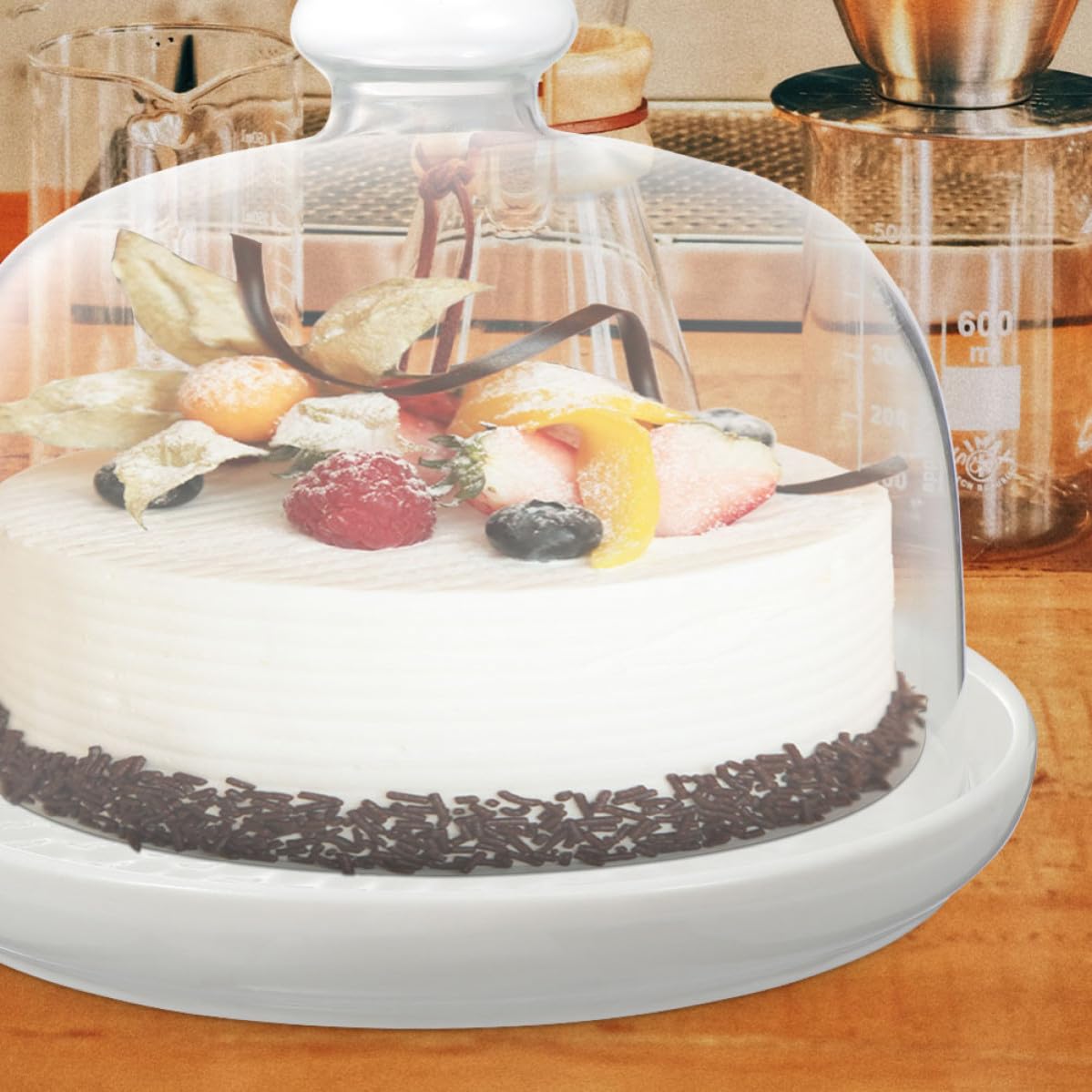 Abaodam 10 Zoll Glas Kuchenplatte mit Deckel für Torten und Gebäck Transparente Servierplatte für Party und Buffet Robustes Backzubehör für Kuchenpräsentation