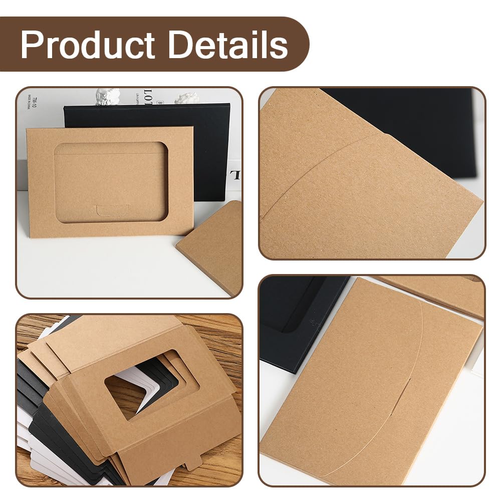 ONEBO 40 Pcs 15.1 x 10.8 x 0.5 cm of Postcard Packaging Box, Kraft Paper Box, Postcard Protection Sleeves A6 with Window - Image 4