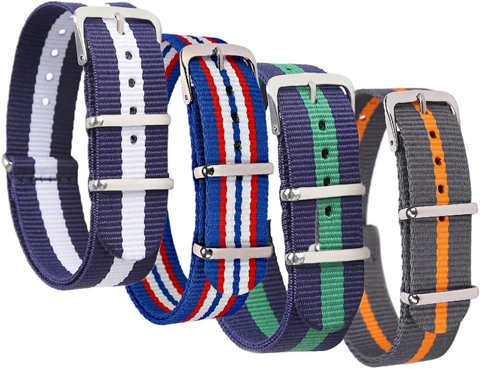 Nylon Watch Bands, Canvas Fabric Ballistic Nylon Watch Straps - Widths 16mm 18mm 20mm or 22mm 24mm