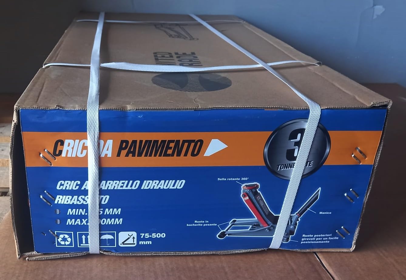 CRICK CRIC SOLLEVATORE MARTINETTO IDRAULICO A CARRELLO 3 TON MODELLO BASSO UNITED TRADE