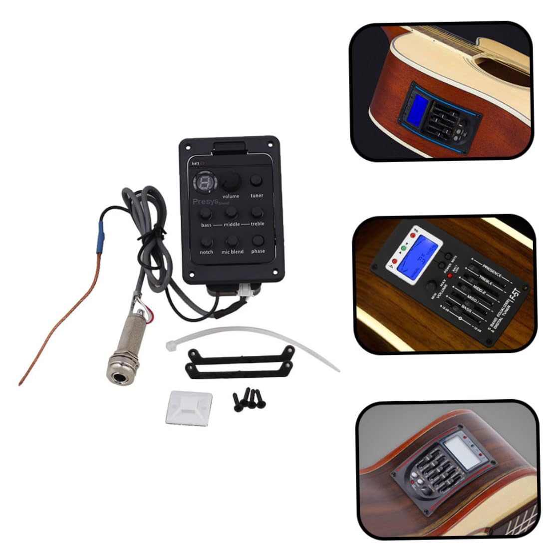 Pastilla de preamplificador de Guitarra, Pastilla de Ecualizador de Guitarra acústica, Pantalla Digital para Folk acústico | Sintonizador de preamplificador