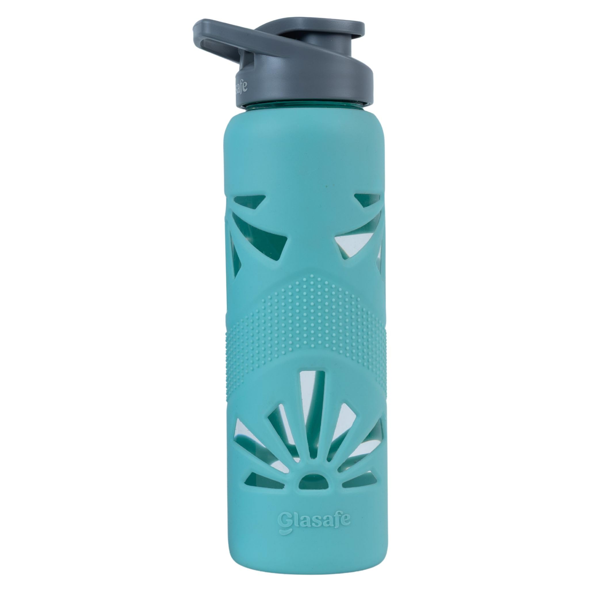 GLASAFE Glass Water Bottle w/t Protective Silicone Cover | Break - Resistant Design | Leak-Proof Cap | Premium Borosilicate Glass Water Bottle for Office & Gym |Mellow Mist