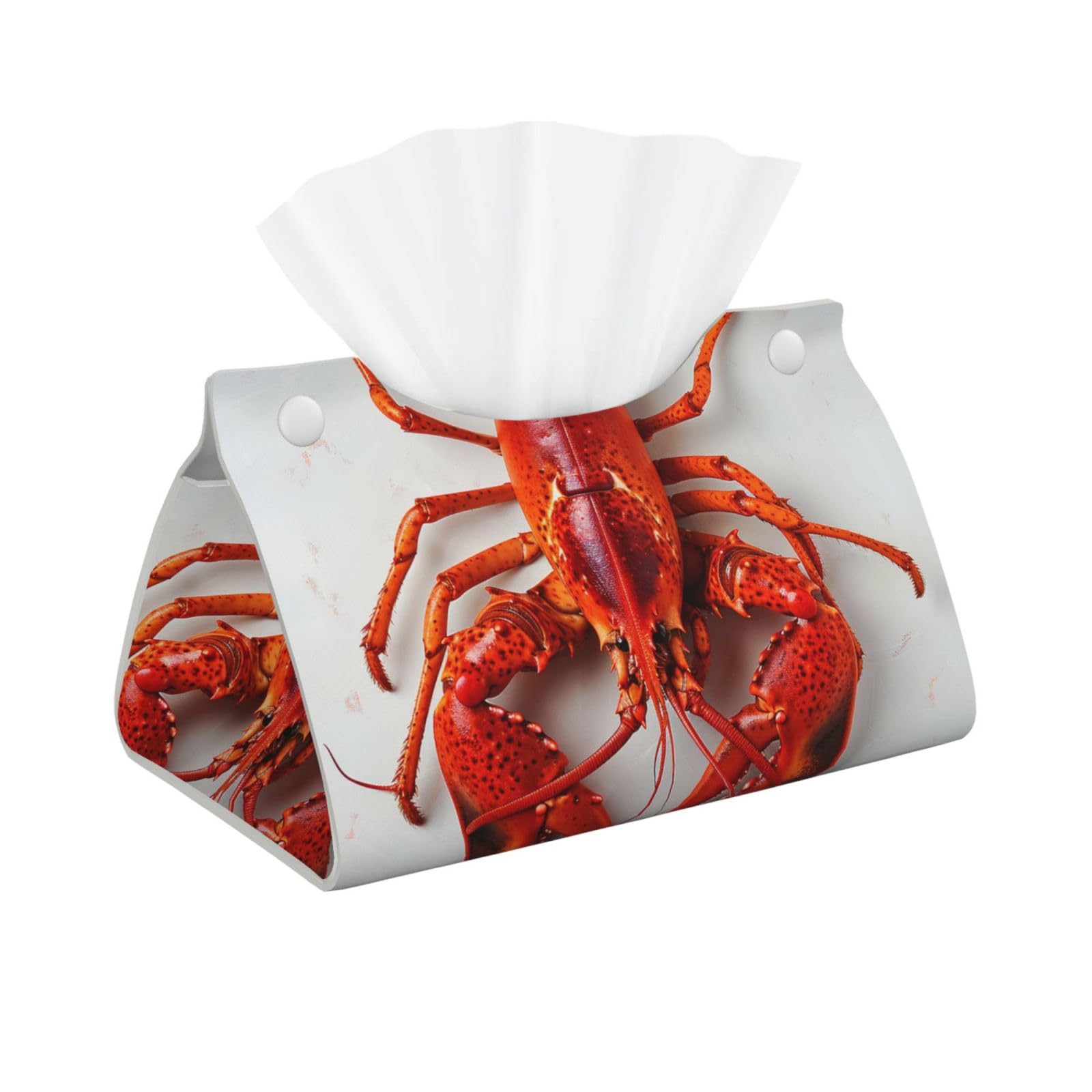 Lobster Print Tissue Box Cover Foldable Tissue Storage Box Leather Tissue Cube Box Holder for Living Room Bedroom Office Car Home Decor