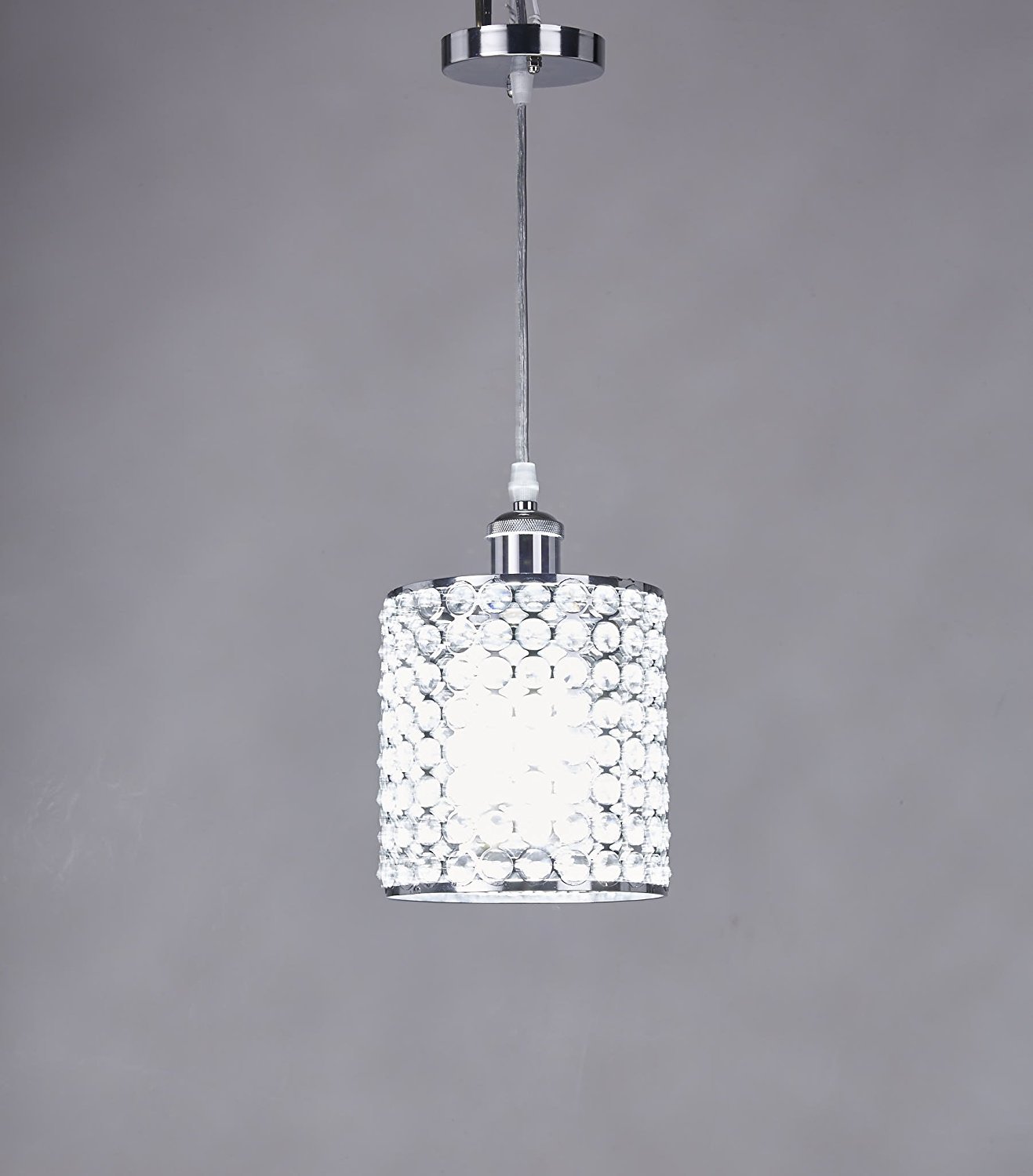 Broadway Silver Crystal Chandeliers Modern Lamps Pendant Light Ceiling Fixture, BL-AFA/D-L1 W7 X H10 Inch