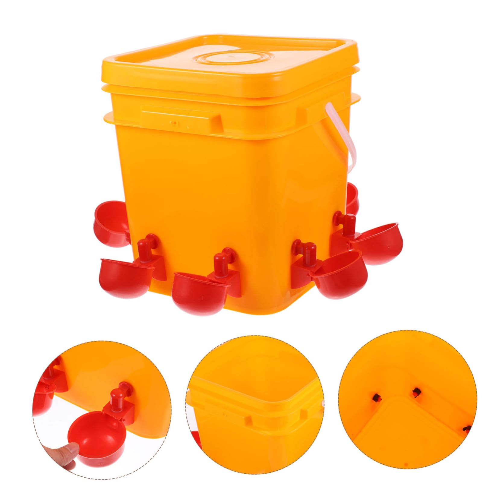 Bebedero Automático para Pollos 1 Juego de Plástico Naranja | Vasos para Beber, Fácil de Llenar, para Gallinas y Codornices en Uso Doméstico