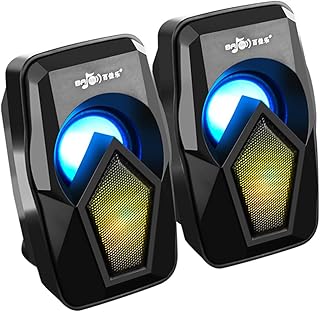 Mikikit 2pcs Audio Wired Speakers Mini Subwoofer Speakers for PC Portable Speakers Computer Speakers PC