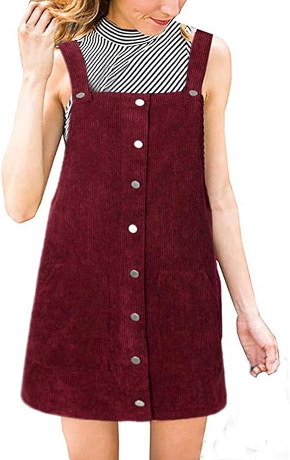 maroon corduroy overall dress