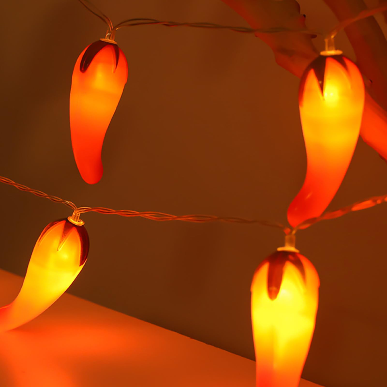 Catena Luminosa Al Peperoncino Rosso|Luci Natalizie A Led In Filo Di Rame Bianco Caldo|Lampade Decor A Sospensione Serie Da Giardino Per Feste Di Natale,Bianco Caldo,10m(32.8 piedi)-80LED-USB