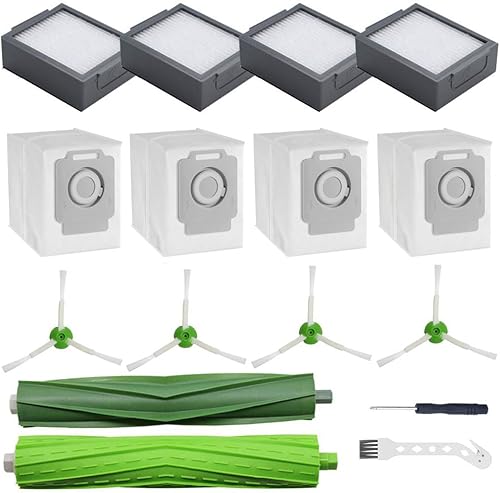 Kit de piezas de repuesto compatible con aspiradora iRobot Roomba i7 i7+ i6+ i8 i3+Plus E5 E6 E7, 1 paquete de cepillo multisuperficie, paquete de 4