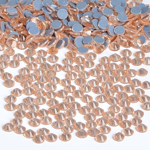 Image of Bymitel Hotfix Crystal Rhinestones Round Gems Iron on DIY Jewelry Making Flat Back for Crafts,Lt. Peach, 3.8mm(SS16 /2880pcs)