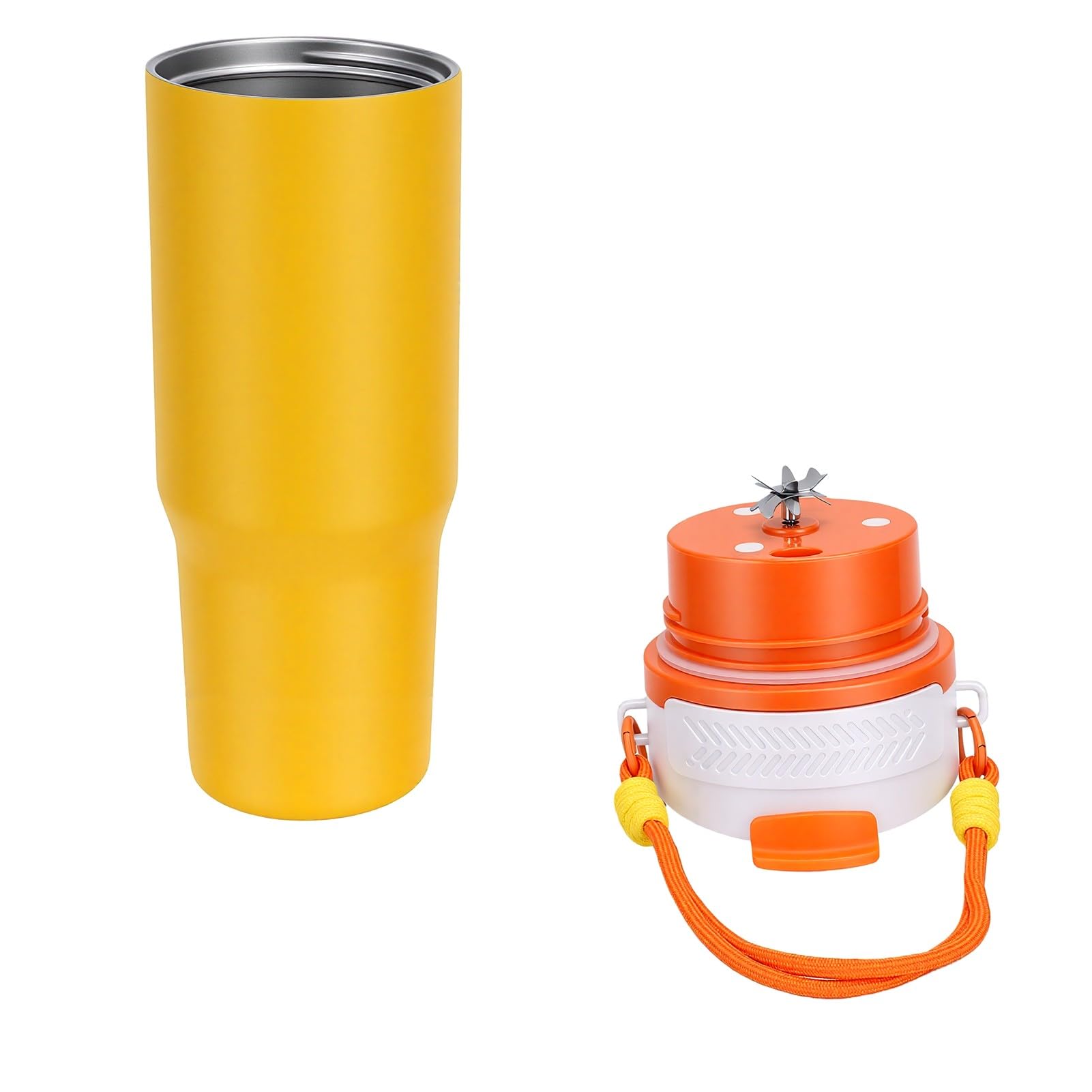 Generic Vaso Exprimidor de Acero Inoxidable, Licuadora Portátil Recargable para Batidos, Zumos, 900ml, Ideal para Viajar Al Aire Libre