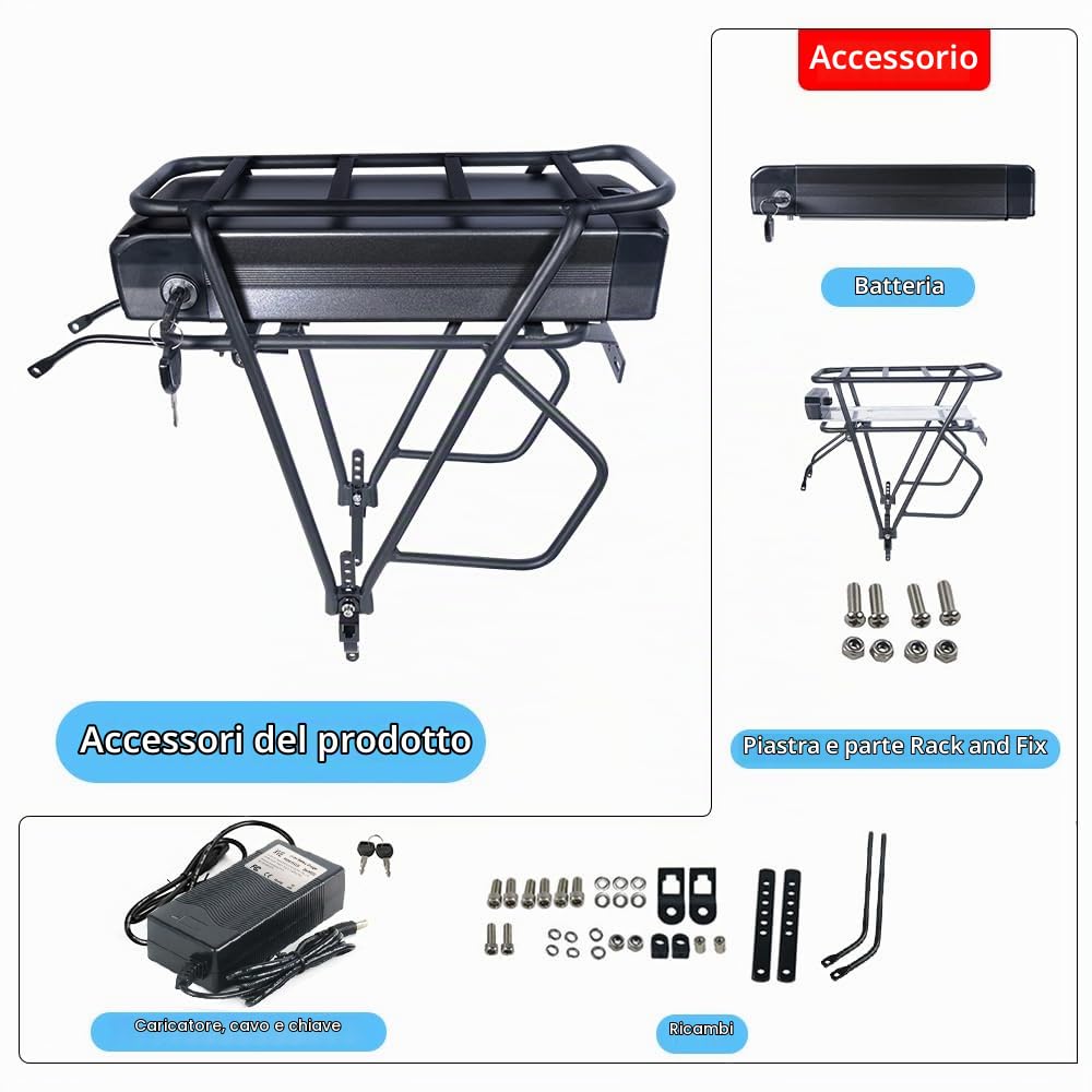 48V 30ah batteria per bici elettrica con portapacchi per kit ruote di conversione Ebike - batteria al litio-