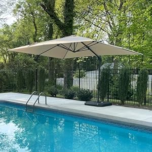Purple leaf 9 x 115 patio umbrella outdoor cantilever rectangle umbrella aluminum offset umbrella with 360 degree rotation for garden deck pool patio beige  urban country home decor