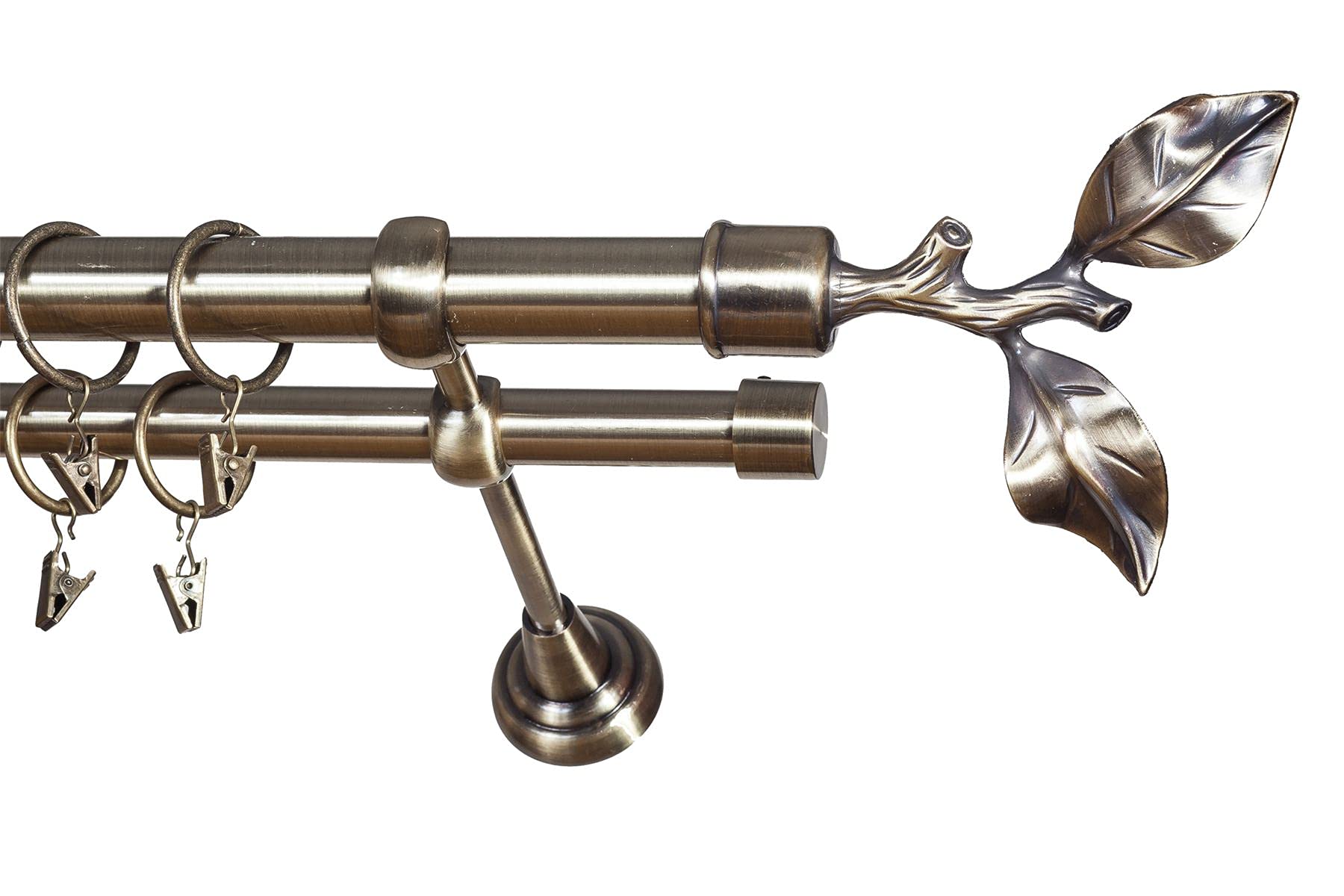 IANPAV NO RINGS - Metal Double Curtain Rod/Pole 25/19 mm, Antique Brass, Twig, Classic 180