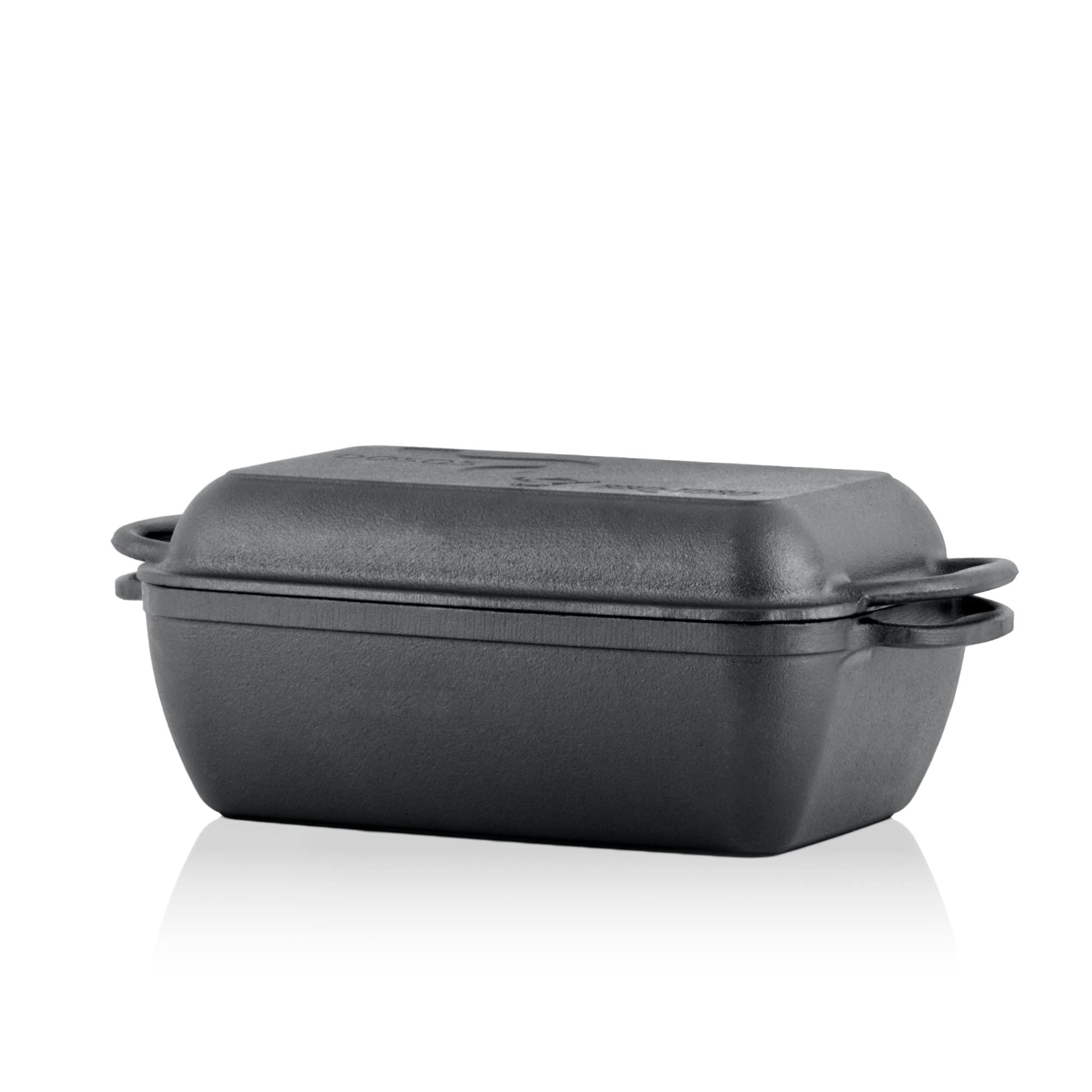 BBQ-Toro Casseruola in ghisa con coperchio 4,5 L | Pentola 2 in 1 padella + teglia pane | Ideale per stufare, barbecue e forno, grande pentola resistente, teglia in ghisa, uso universale