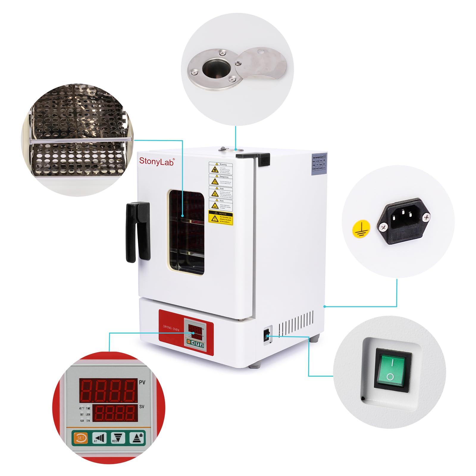 stonylab Digitale Schwerkraft-Konvektionsofen, Innenraum aus Edelstahl, Labortisch-Elektroofen zum Trocknen und Erhitzen, 18L/0.63 cu ft, 220V/300℃ 50/60 Hz 600W