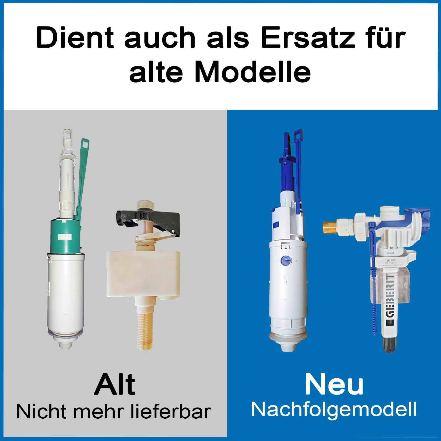 Ersatzteilset für Geberit Twinline Unterputz-Spülkasten, Bj 1997-2003, FL | inkl. flexiblem Schlauch