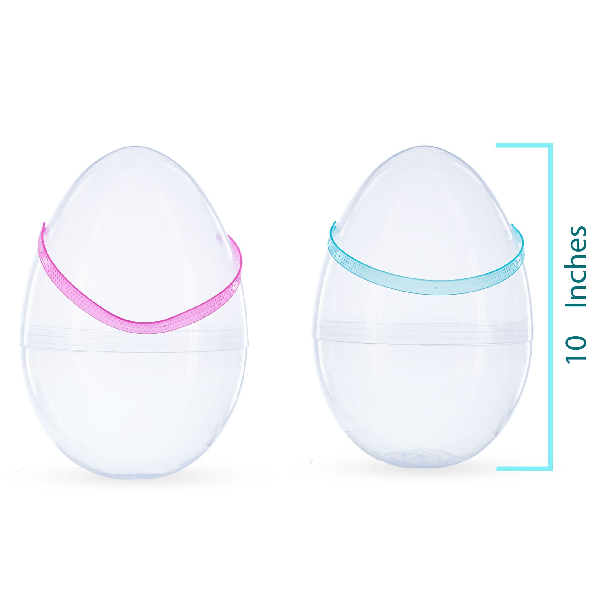 Set di 2 uova di Pasqua trasparenti in plastica jumbo con manici, 30,5 cm