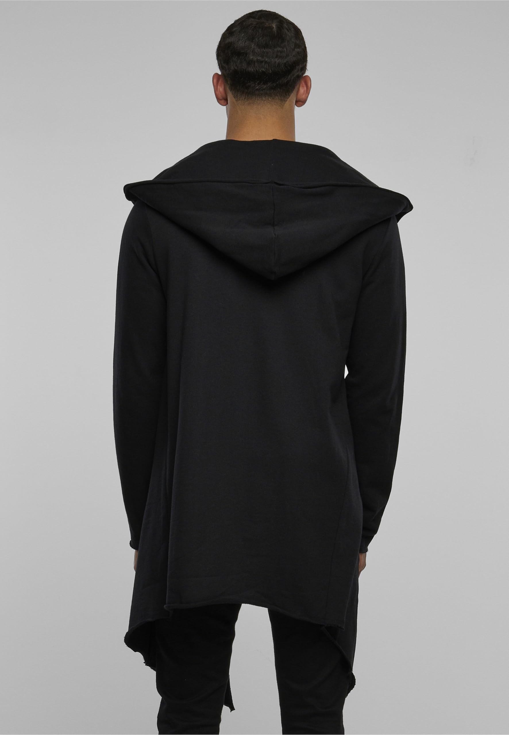 Urban Classics Męska kurtka Long Hooded Open Edge Cardigan, długa bluza z kapturem w wielu kolorach, rozmiary XS - 5XL, czarny, S
