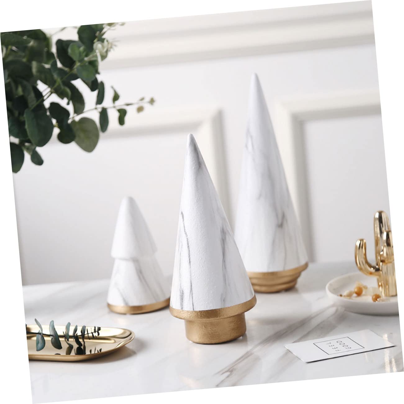 PRETYZOOM 2 Piezas Artículos De Arte para El Hogar Topper De Árbol De Navidad Moderno Decoración De Centro De Mesa De Vacaciones Adorno De Fiesta Arbol De Navidad Moderno Cerámica