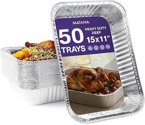MATANA 50 XL Große Aluschalen – 37×27 cm (5000 ml), 7 cm tief | Schwerlast-Aluminium Backofen- & Grillschalen – Robuste Auflaufformen, Stapelbar, Ofen- & Gefrierschrankgeeignet