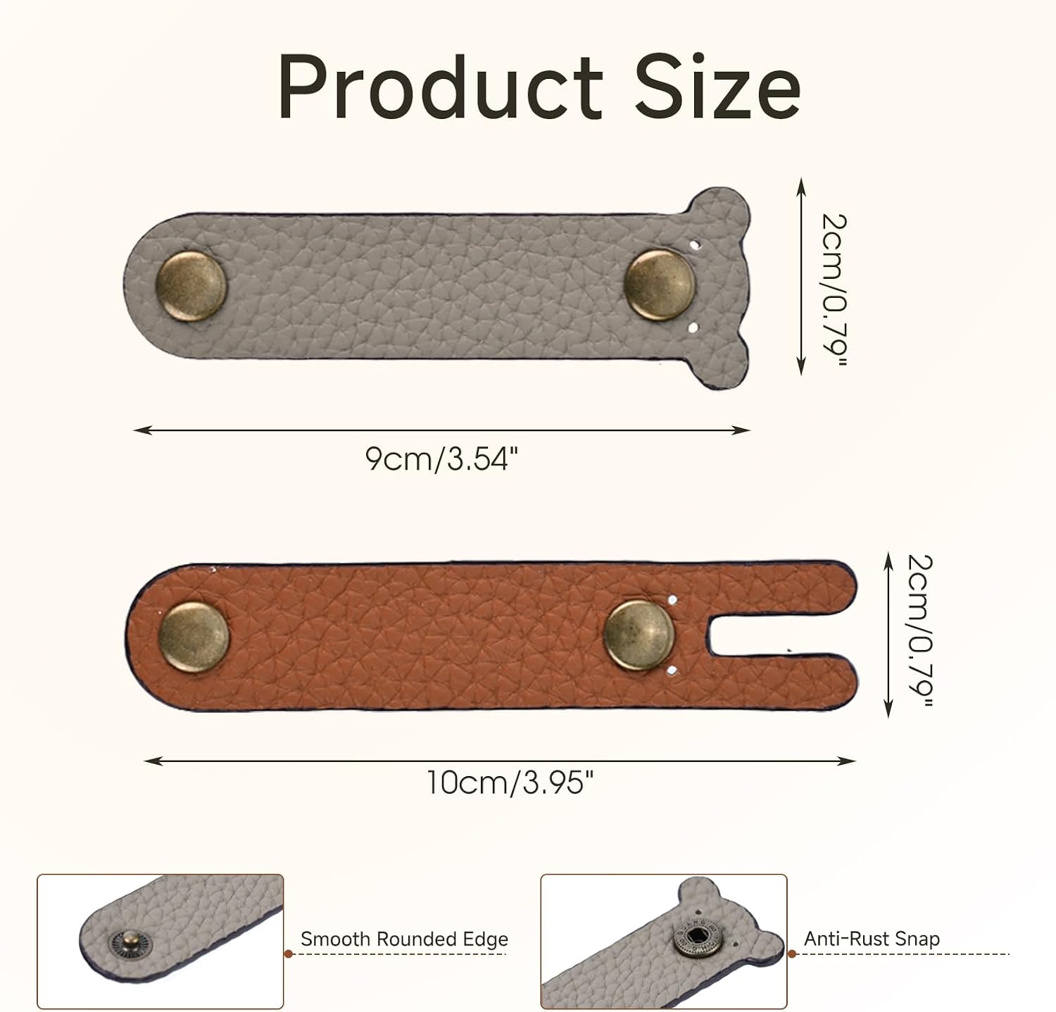10Pcs Leather Cord Straps Reusable Cable Organizer with Metal Snap Button image 3