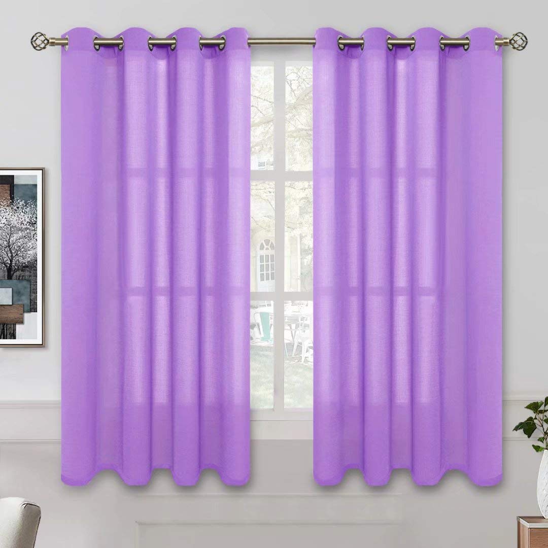 BGment Halbtransparente Vorhänge in Leinenoptik, für Schlafzimmer, Ösen, Lichtfilterung, lässig, strukturierte Sichtschutzvorhänge für Wohnzimmer, 2 Paneele (je 132 x 160 cm, Lavendel)