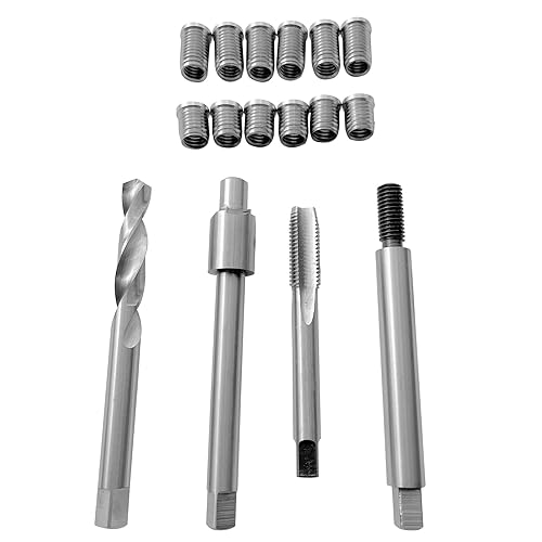M6* 1.00 Kit de reparación de rosca de dos tamaños (incluye 6 insertos de 0.472 in de longitud, 6 insertos de acero inoxidable de 0.370 in de