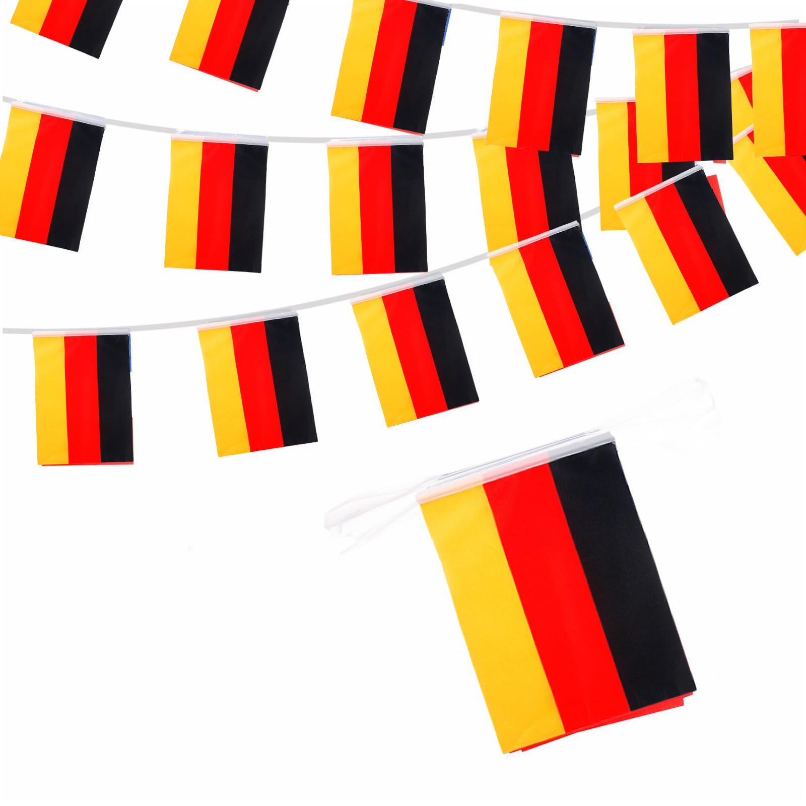 10m Germany Flag Polyester Bunting Banner with 30pcs Flags for 2026 World Cup Party Decorations, 14 x 21 cm Rectangle Germany String Flags for football fans Game Day National Day Pub Party Decor — image 1
