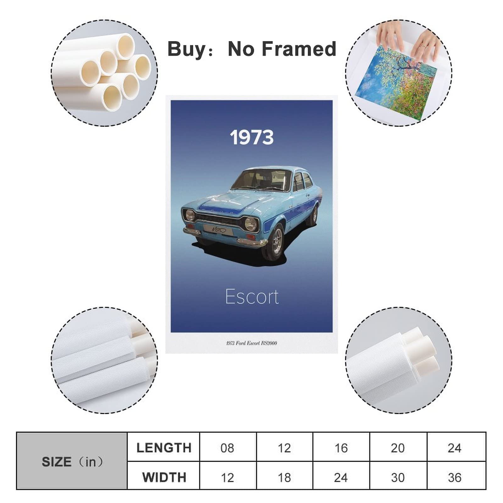 PENTAB Vintage Car Poster 1973 Ford Escort Rs2000 Ford Escort Mk1