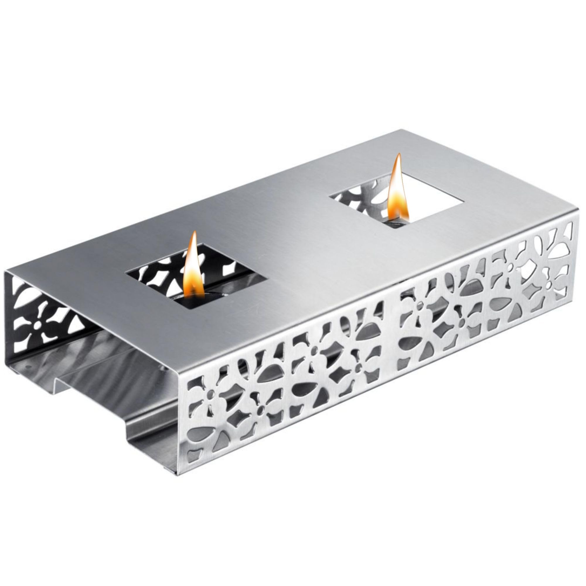 Westmark Réchauffe-​Plat - Plat Réchauffant de Haute Qualité pour Maintenir les Aliments au Chaud à Table avec deux Bougies Chauffe-​Plat, 240 × 120 × 52 mm - Acier Inoxydable