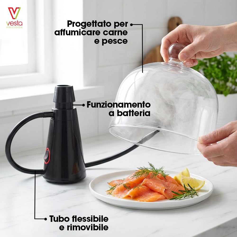 Vesta Precision Affumicatore portatile Gusto| Infusore di fumo per alimenti e bevande come carne, formaggio o pesce, facile da usare e pulire | funzionamento a batteria