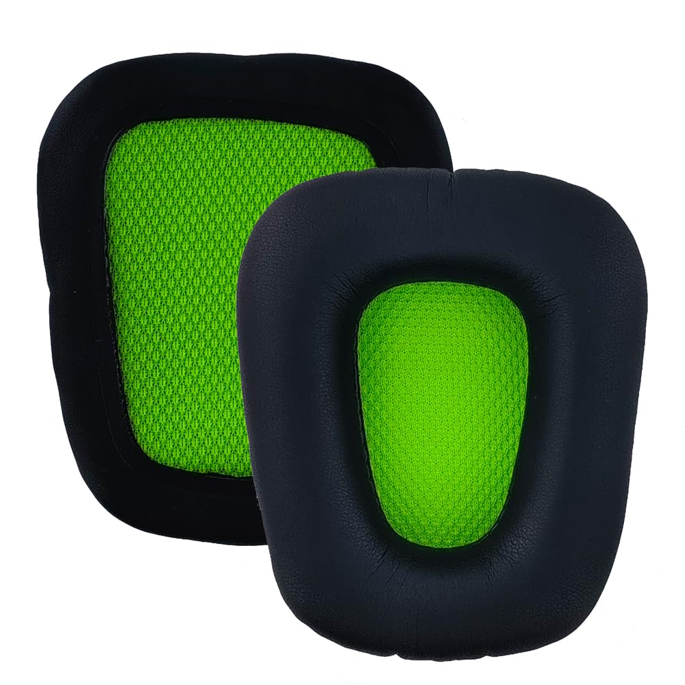 Coussinets De Remplacement Pour Casque Razer Electra V1 V2 - Mousse Mémoire De Forme, Cuir Noir Et Maille Verte - Confort Et Durabilité - 7