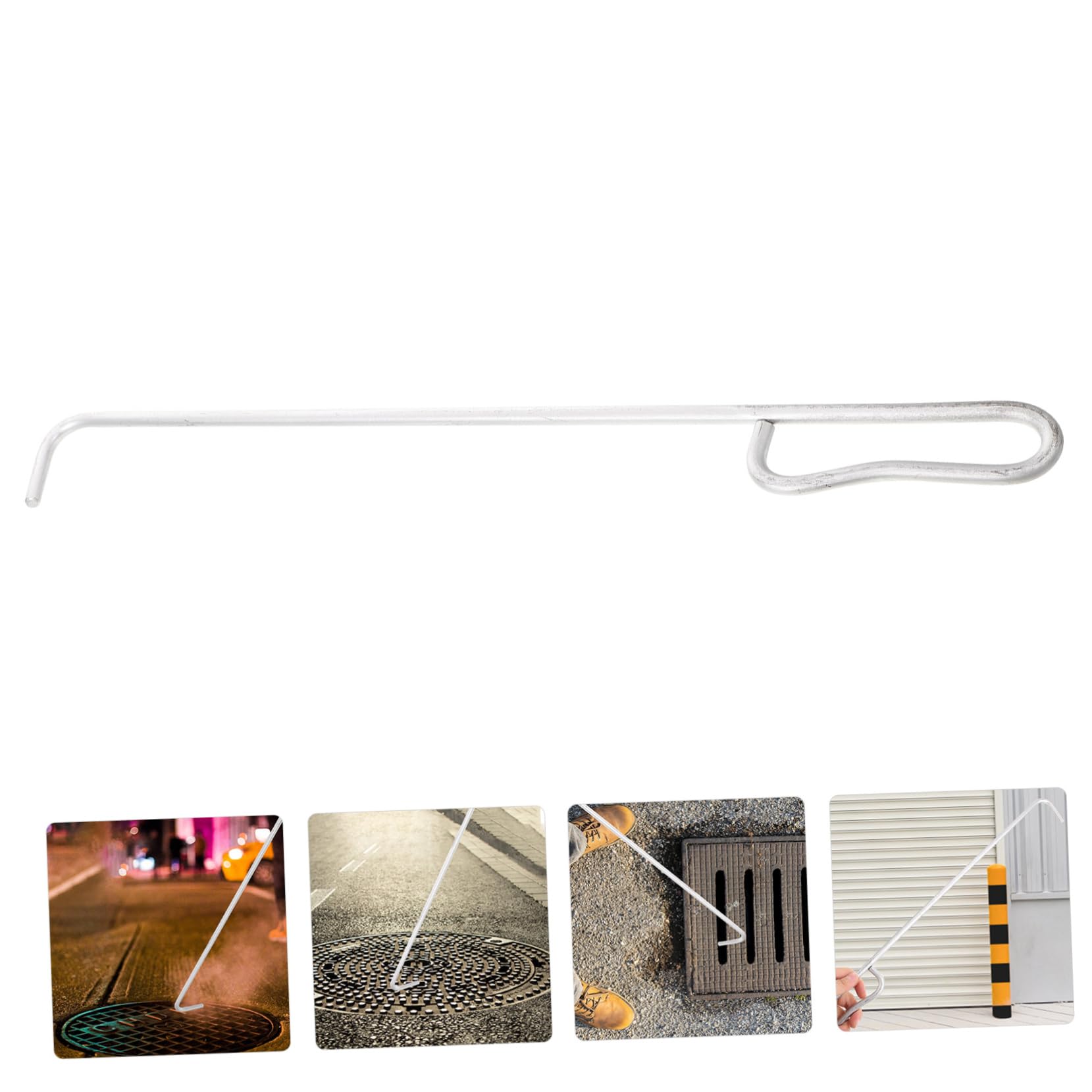BUTIFULSIC Rolling Shutter Door Hook Door Lifter Manhole Lifting Gadget Manhole Hook Spring Window Hook Manhole Lifting Tools Manhole Cover Lifter Manhole Cover Lifting Tool Silver Steel