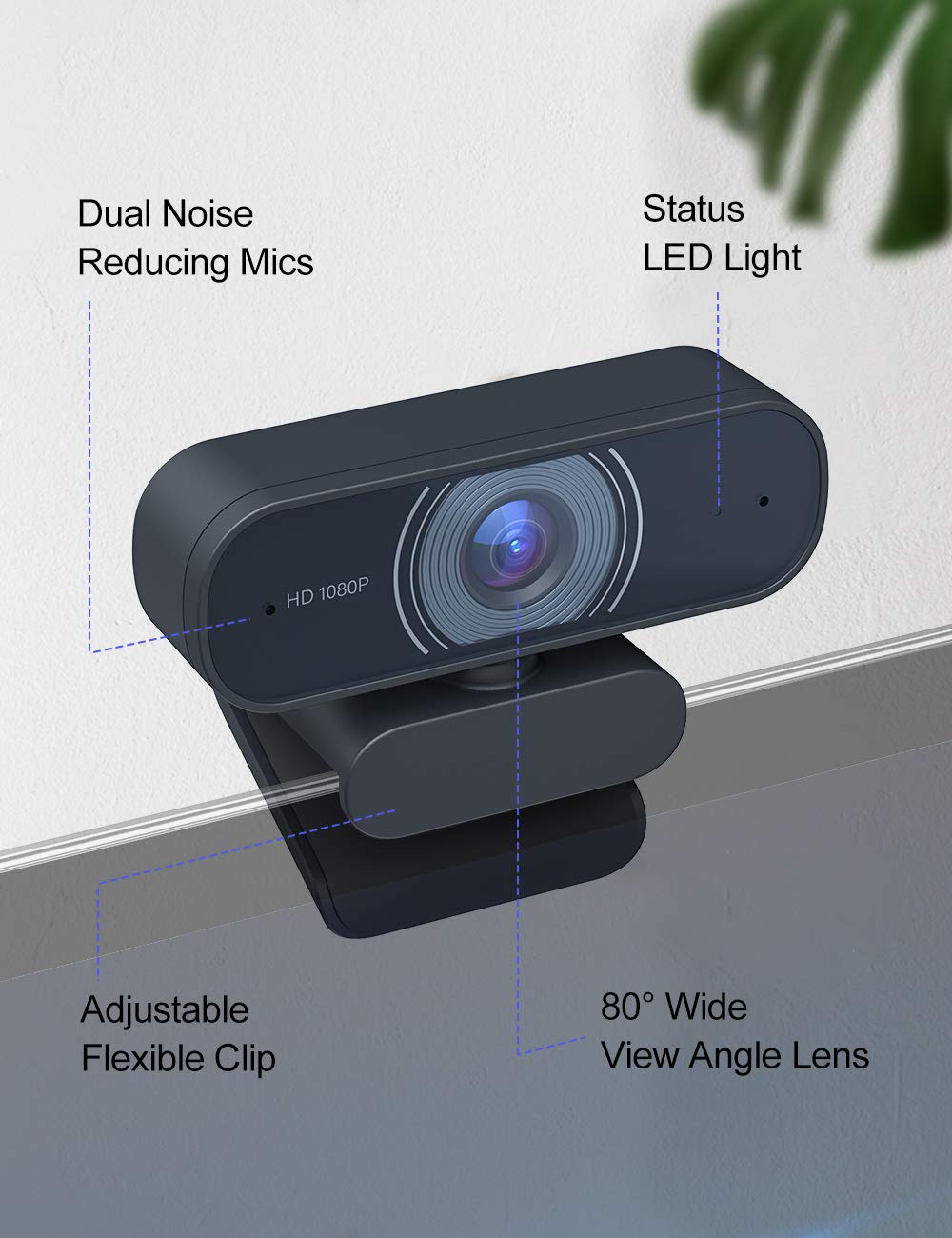OYU Webcam, 1080P 30Fps, doppio microfono stereo, USB Plug & Play, HD Web Camera compatibile con Zoom/Skype/YouTube, per videochiamate, streaming live e apprendimento online