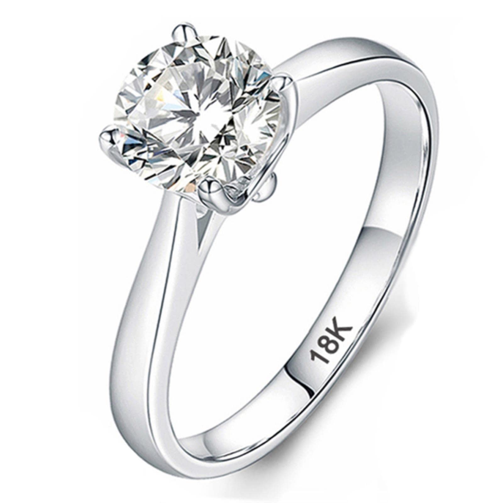 CXWK CXWK con Certificado Original 18K Oro Blanco Color Anillo Lujo Laboratorio Diamante Boda Bandas Novia Mujer, 10