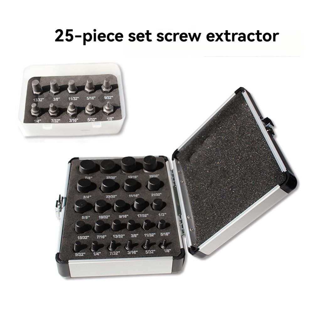 Juego de Extractores de Tornillos de 25 Piezas Juego de Extractores de Pernos de Múltiples Estrías para Quitar Tornillos y Pernos Dañados, Rotos, Redondeados y Pelados