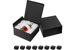 Mcfleet 10x10x5 Black Gift Boxes Premium Cardboard Present Boxes for Groomsmen, Birthdays, Weddings, and More