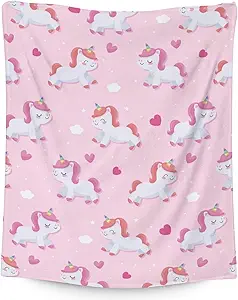 Unicorn Blanket Gifts - 30"x40" Cute Throw for Girls & Women - Pink Soft Fuzzy Blankets for Couch & Office