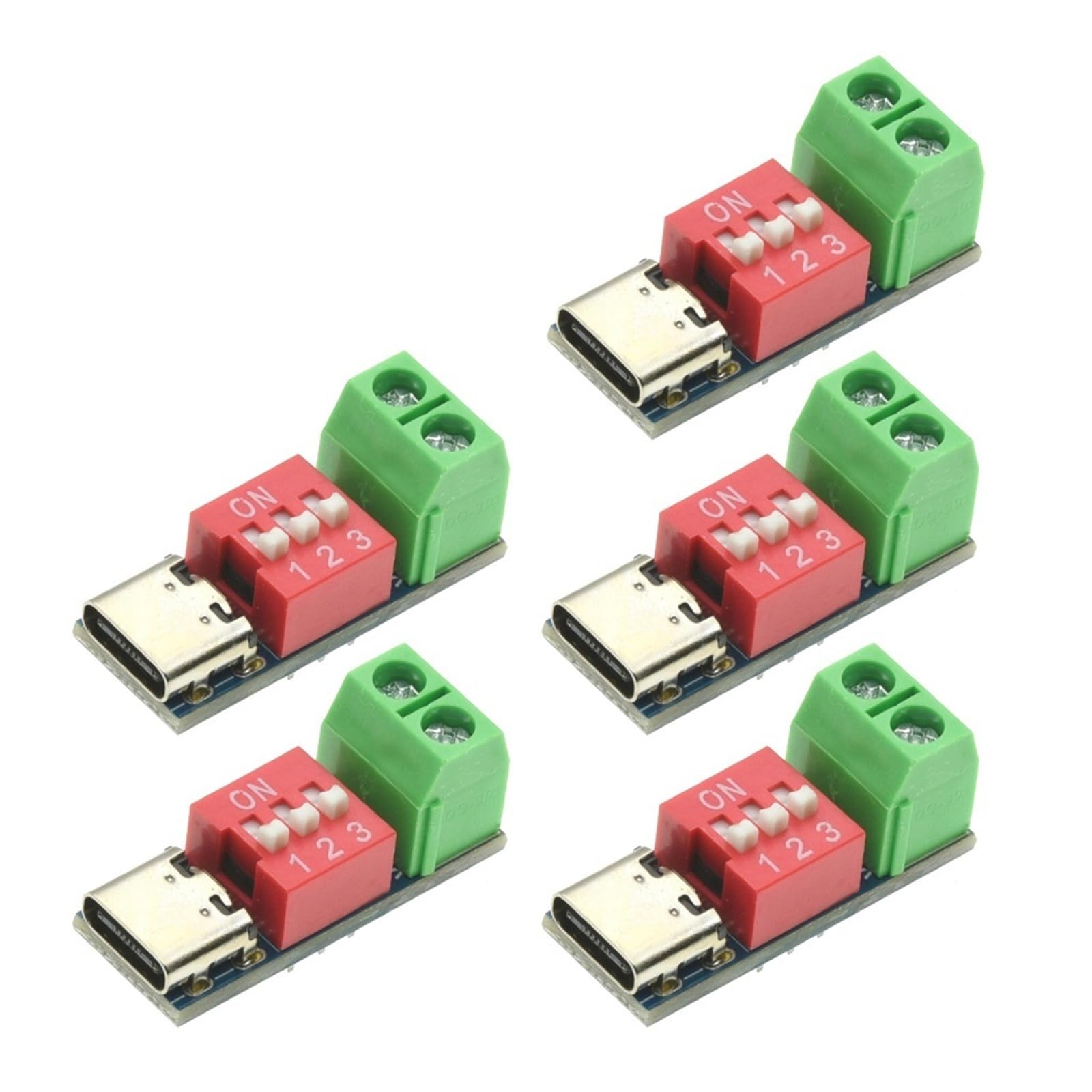 1/5/10 szt. PD QC 5-20 V Dial Trigger Board 100 W Type-C Decoy Module for DIY Power Supply (5 szt.)