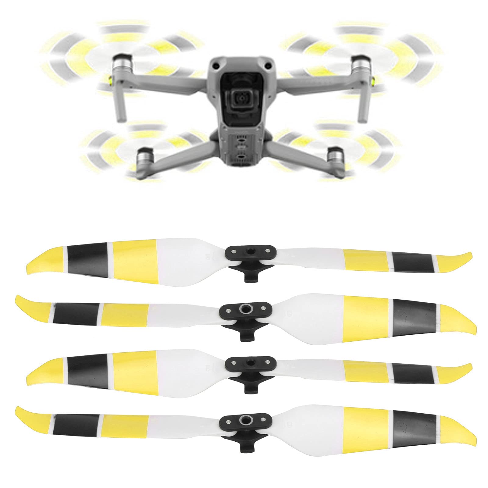 colorato, eliche a basso rumore drone, per accessori Mavic Air 2/Air 2S (Nero giallo)