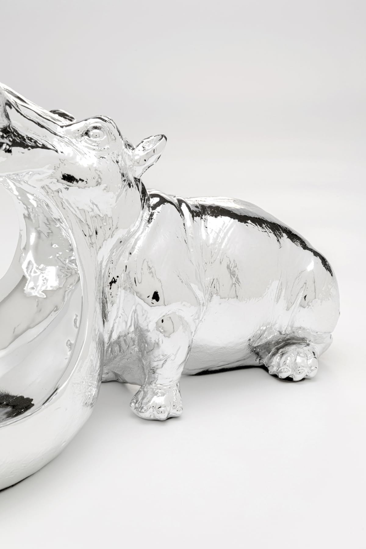 Kare Design figura decorativa Hungry Hippo, argento, 27 cm, idea regalo
