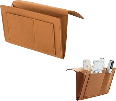 Bedside Organizer, Felt Bunk Bed Storage Hanging Bag, Dorm Upper Multi-Functional Fixed Pocket, Sofa, Babys Bed Brown
