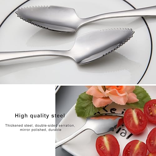 Miniatura 4 de Klyuqoz Cuchillo de toronja tamaño grande 11 x 23 x 08 pulgadas cuchillo de toronja curvo serrado juego de 3 con cucharas de pomelo y pelador de