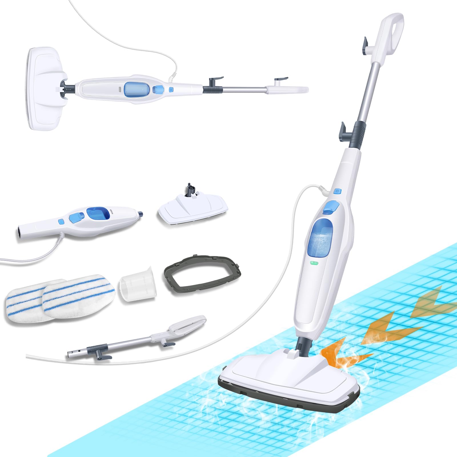 Steam Cleaner Steam Mop for Floor Cleaning, Electric Mop Floor Mop Wet Dry Dust Flat Cleaning Mop with 2 Washable Mop Pads,Floor Steamer Shark Steam Mop for Laminate Flooring,Hard Floor Cleaner