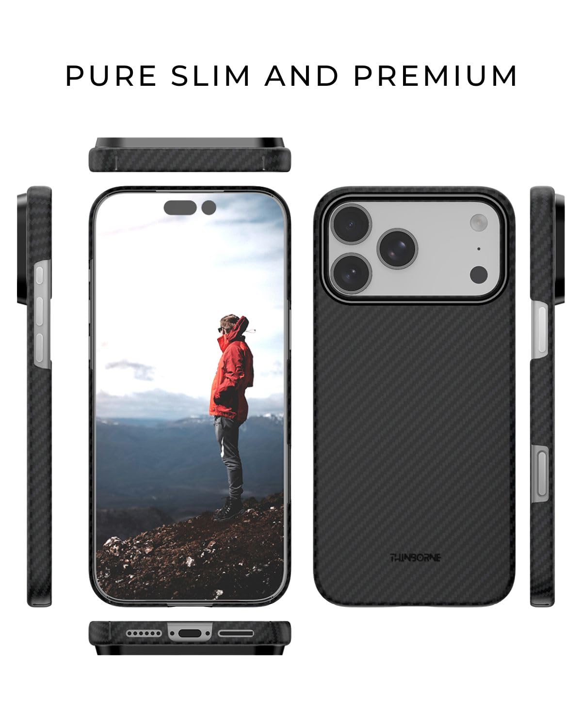 【Thinborne】iPhone 17 Pro Max用アラミドケース Thinborne Compatible with iPhone 17 Pro Max Case, [600D Aramid