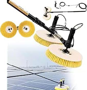 Electric Solar Photovoltaic Panel CleaningDouble Head,Solar Cleaning Brush,Cleaning Width 65cm,telescopic solar panel cleaning brushes rod,Large Cleaning Range,5.5m