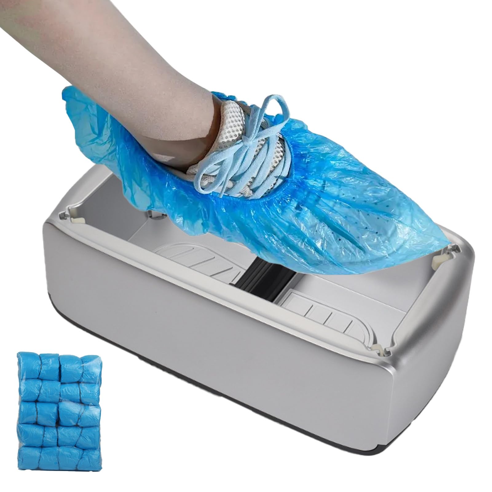 Distributore di copriscarpe, usa e getta, confezionatrice automatica con | 100 copriscarpe usa e getta, ideale per l'uso veloce a casa, in fabbrica, in ufficio, in laboratorio, Reinra