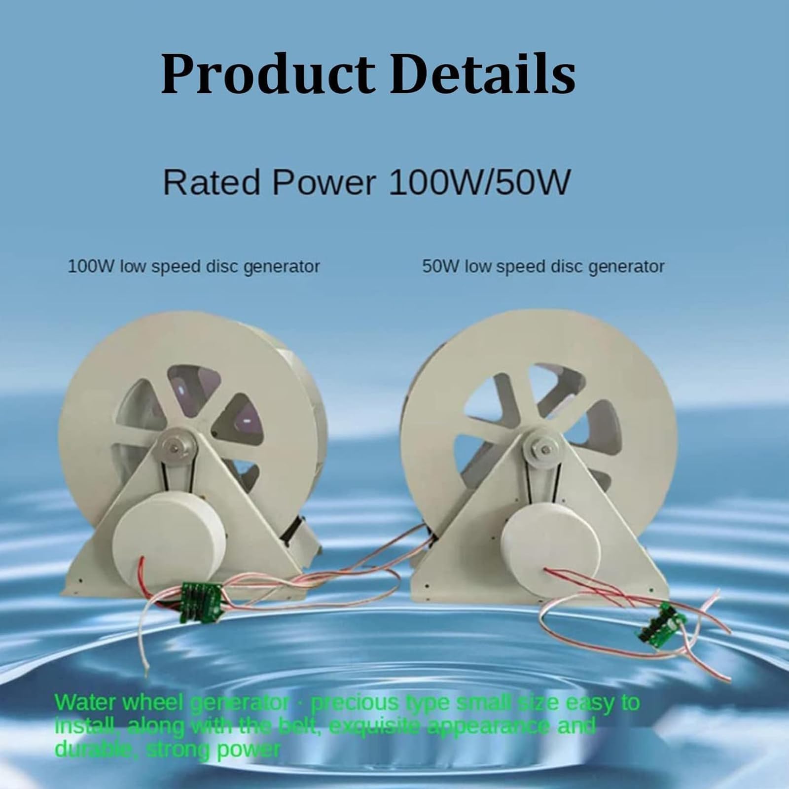 Generador de turbina de agua portátil, para generador hidroeléctrico de turbina, la relación de transmisión de la rueda síncrona es (3:1) (50w)